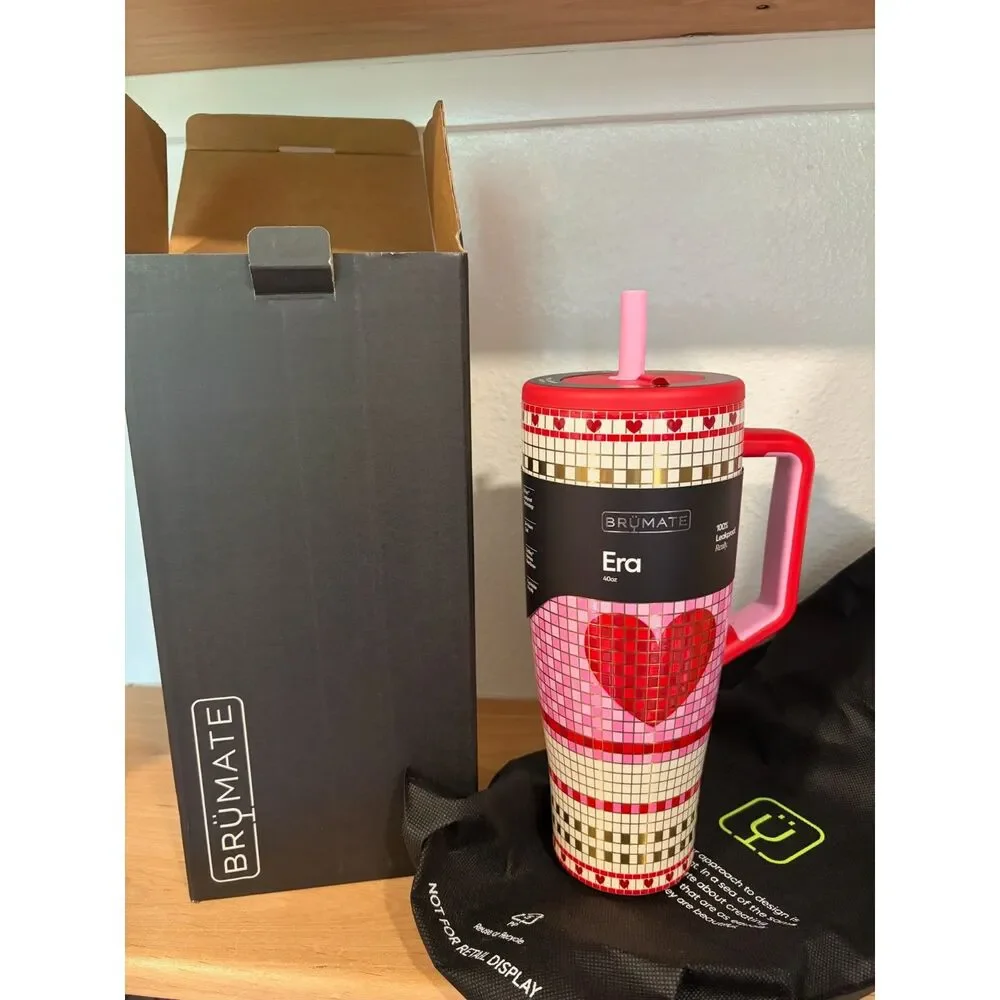 BrüMate Love on Lock 40 oz. Era Straw Tumbler Water Bottle NWT
